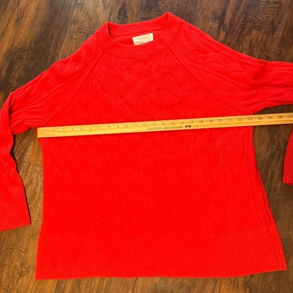 Aerie unREAL Cable Crew Sweater Oversized Solid Red Women's Size Small Cozy - Picture 5 of 14